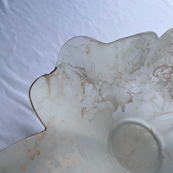 Vintage Arte Murano Silvestri Frosted Glass Italy Crystal Bowl with Cameo - Picture 4 of 8